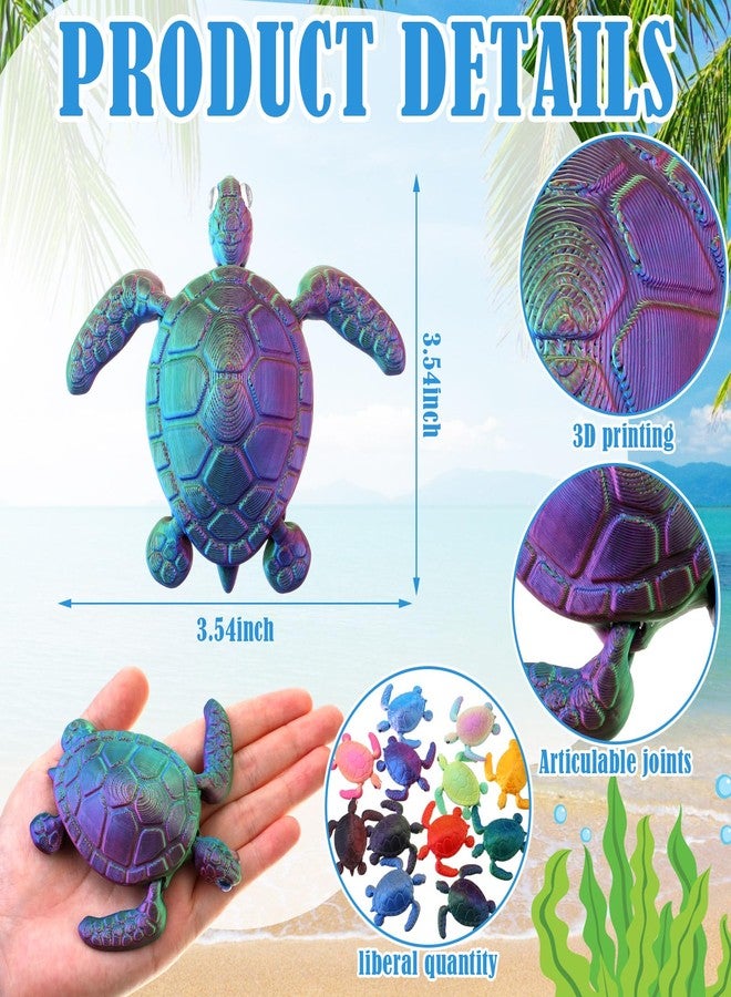 Soulchen 12 Pcs 3D Printed Turtle 3D Printed Animals Sea Turtles Toys Gradient Colors Flexible Animals Statue Desk Fidget Funny Positive Motivational Gifts for Office Home Decor - Image 3